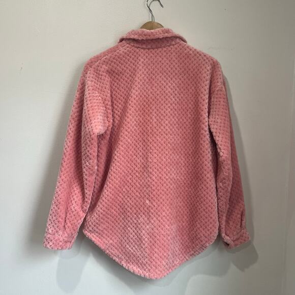 Simply Southern Pink Sherpa Shacket Button Front Cozy Jacket Shirt Size S - Picture 2 of 8